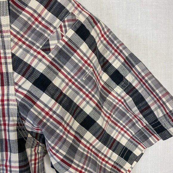 Carhartt‎ Men's Short Sleeve Button Up Medium Black Plaid Shirt - Picture 4 of 7